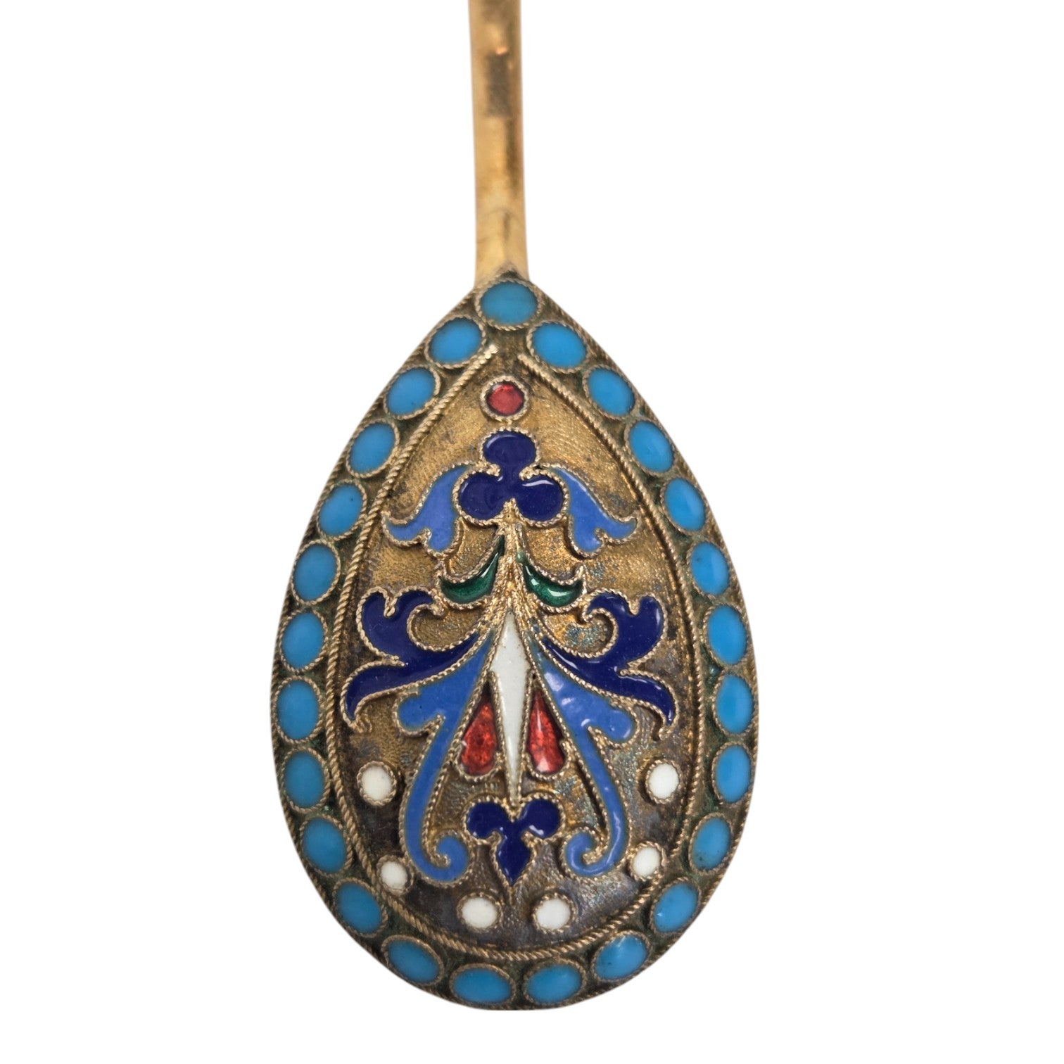 12 RUSSIAN SILVER GOLD ENAMEL DEMITASSE SPOONS