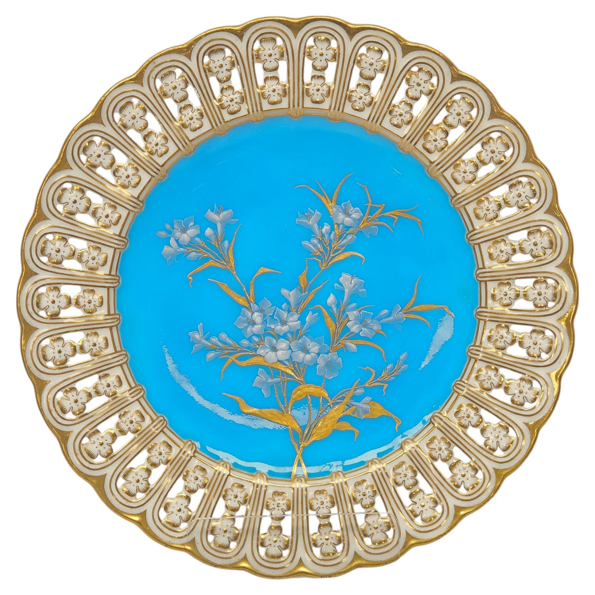 MINTON RETICULATED BLUE "PATE SUR PATE" PLATE