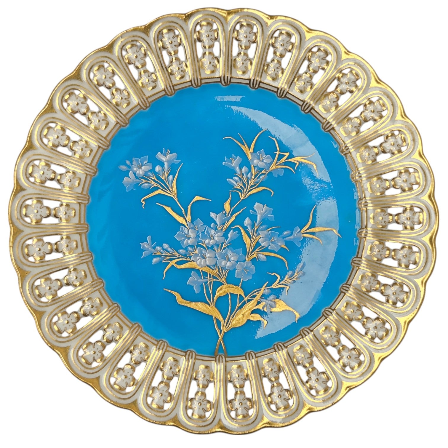 MINTON RETICULATED BLUE "PATE SUR PATE" PLATE