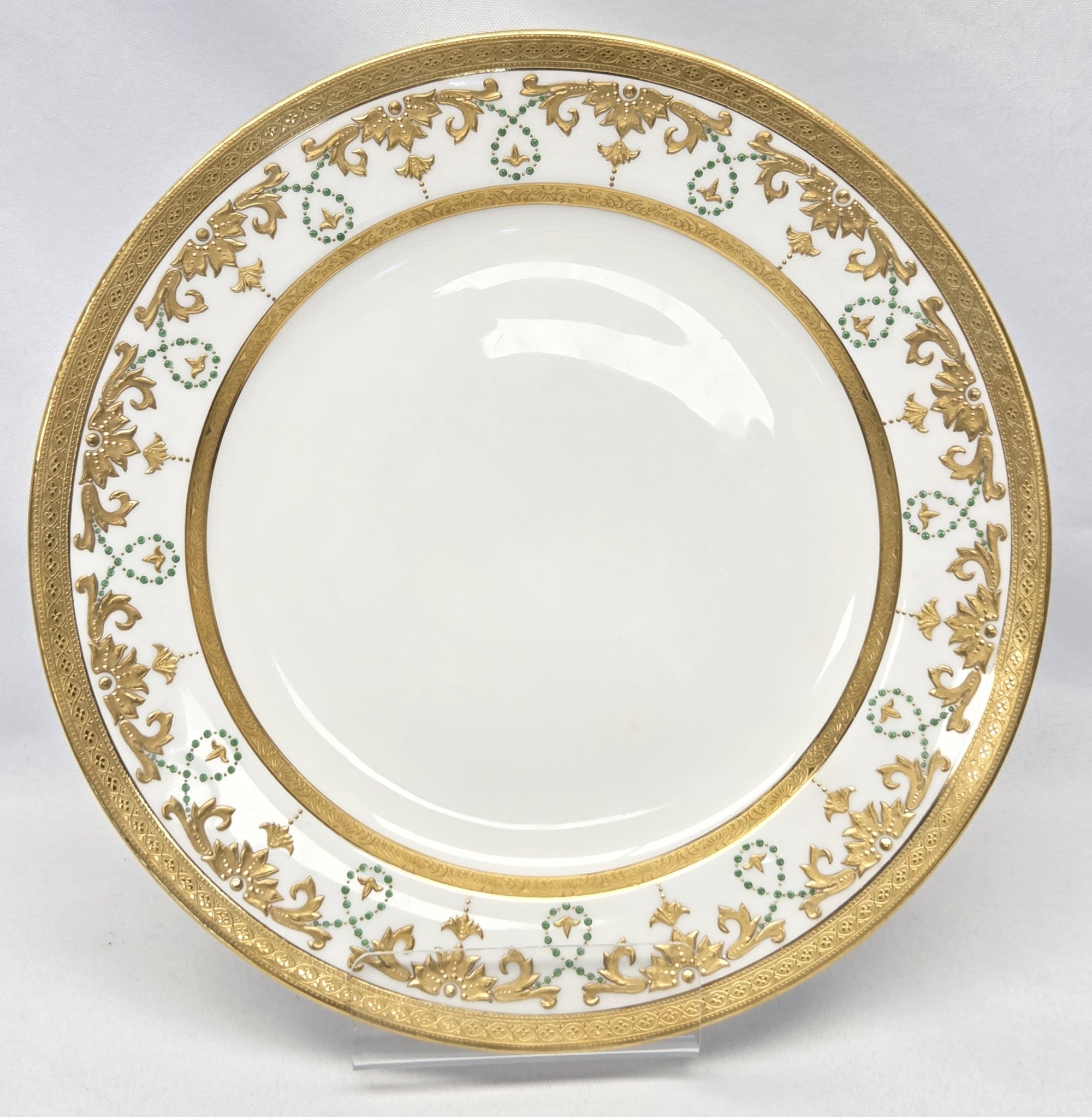 MINTONS TATMAN CHICAGO GOLD ENAMELED DINNER PLATES 5 pc