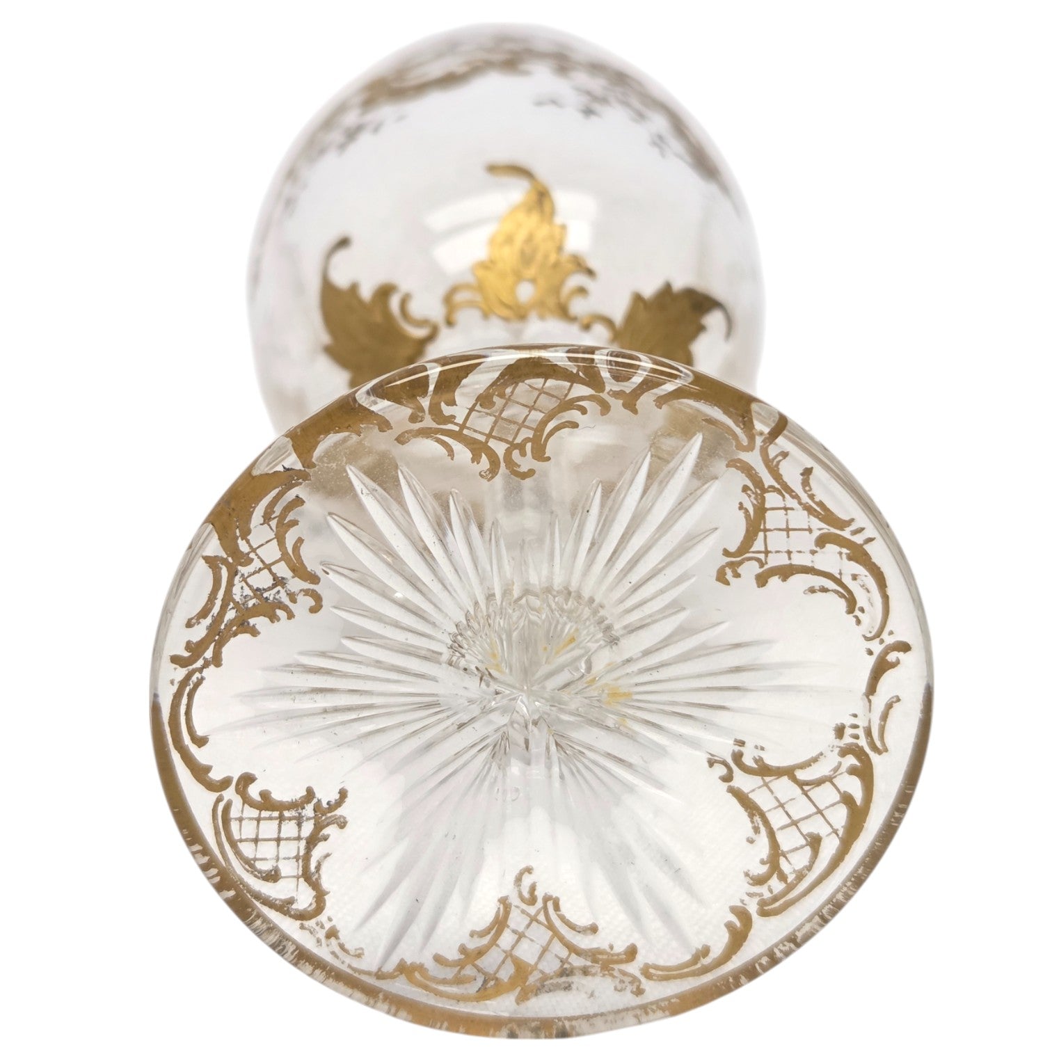 5 PC ST LOUIS CRYSTAL GILT PORT WINE GLASSES