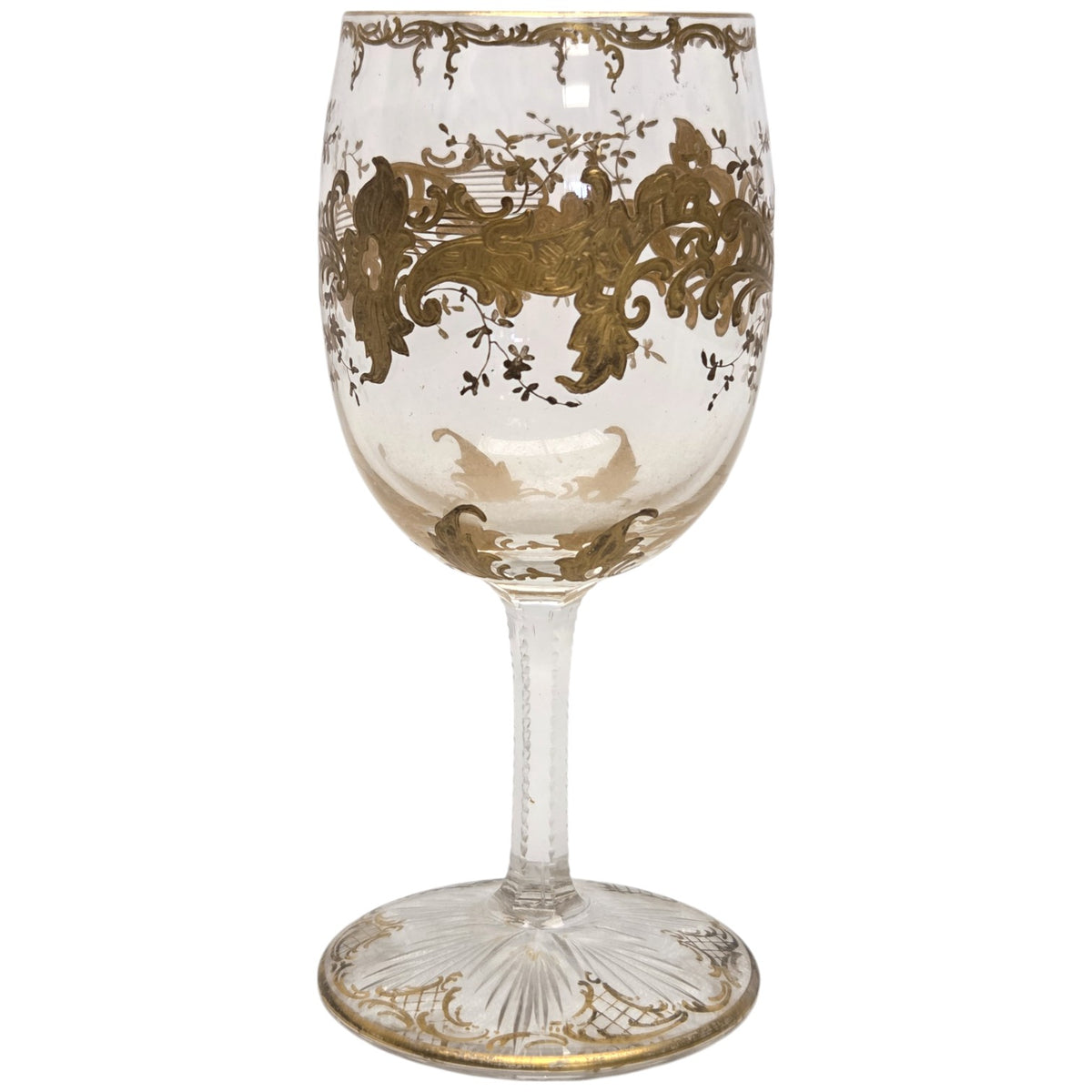 5 PC ST LOUIS CRYSTAL GILT PORT WINE GLASSES