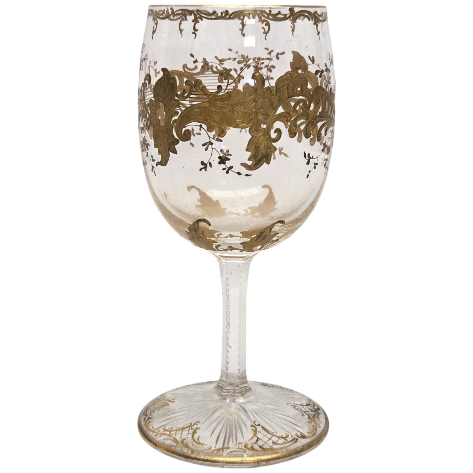 5 PC ST LOUIS CRYSTAL GILT PORT WINE GLASSES