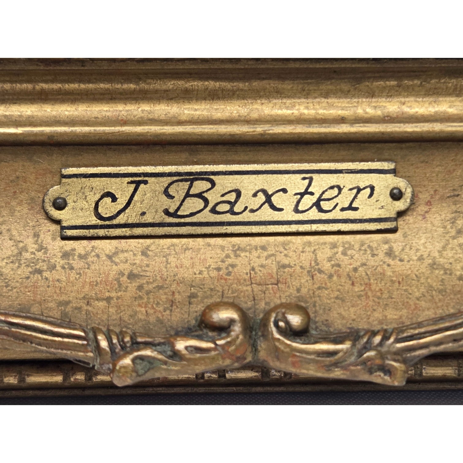 J. BAXTER OIL ON PANEL PAINTING MOTHER CHILD READING