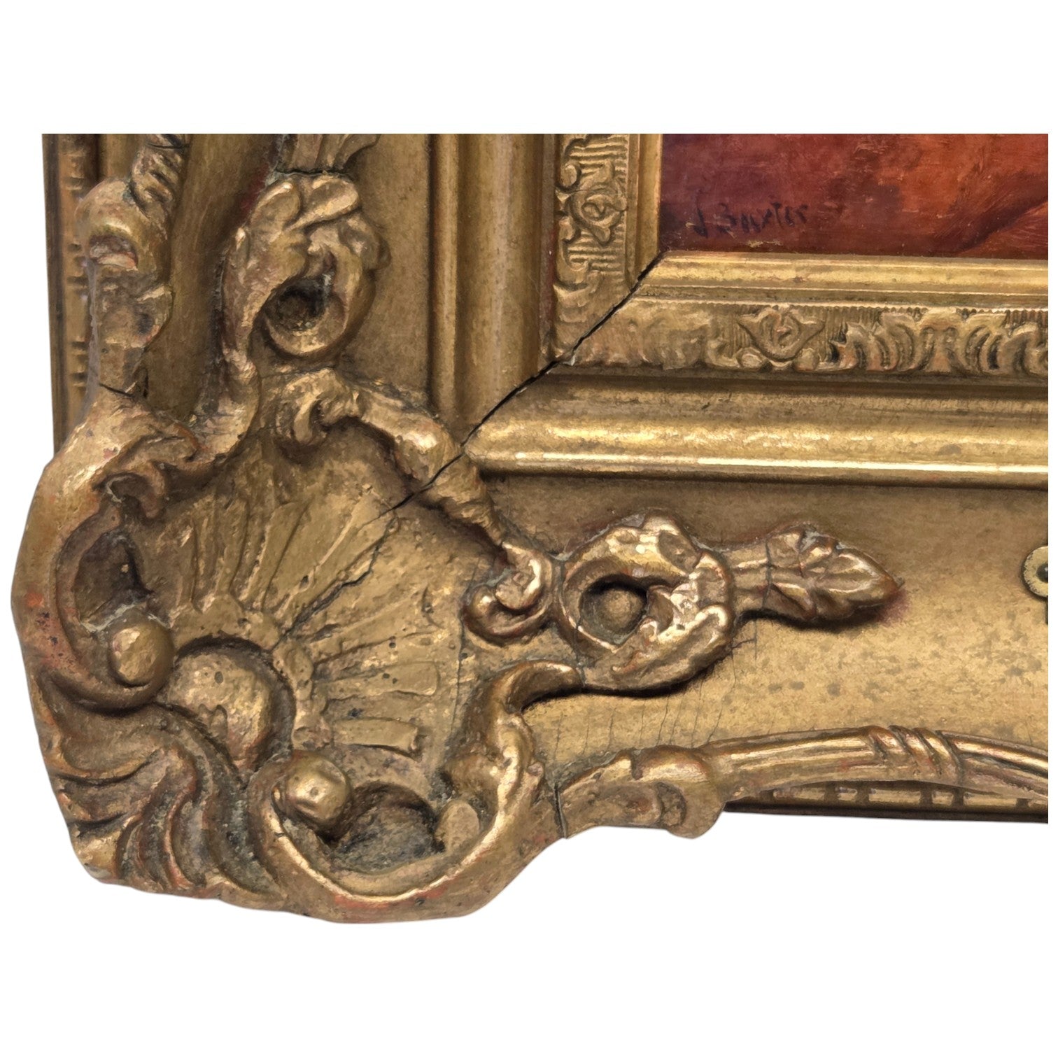 J. BAXTER OIL ON PANEL PAINTING MOTHER CHILD READING