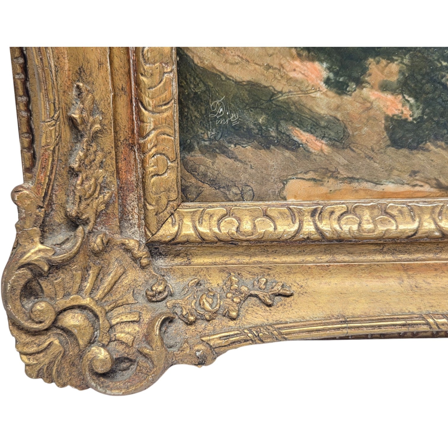 SIGNED 'DINIT' PASTORAL LANDSCAPE PAINTING ON PORCELAIN