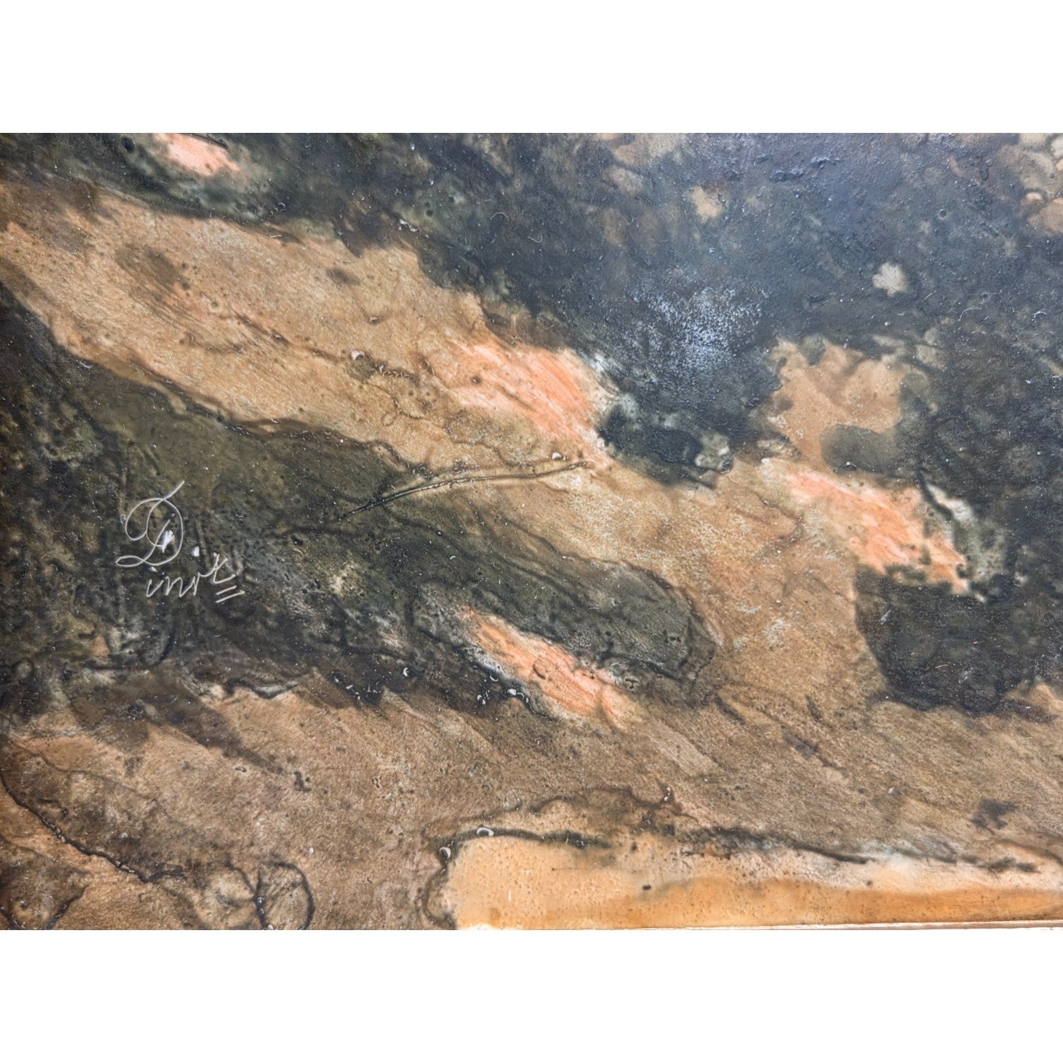 SIGNED 'DINIT' PASTORAL LANDSCAPE PAINTING ON PORCELAIN