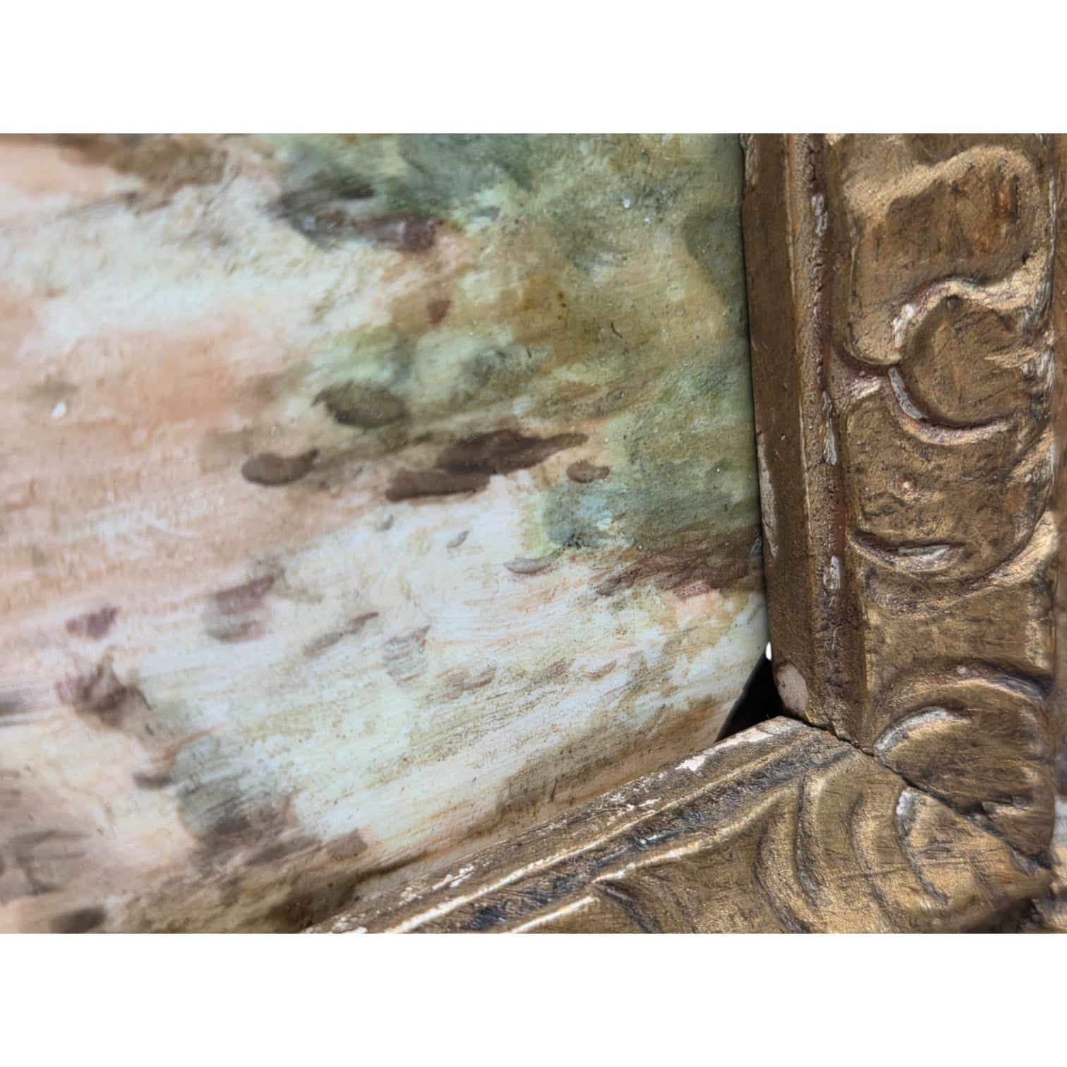 SIGNED 'DINIT' PASTORAL LANDSCAPE PAINTING ON PORCELAIN