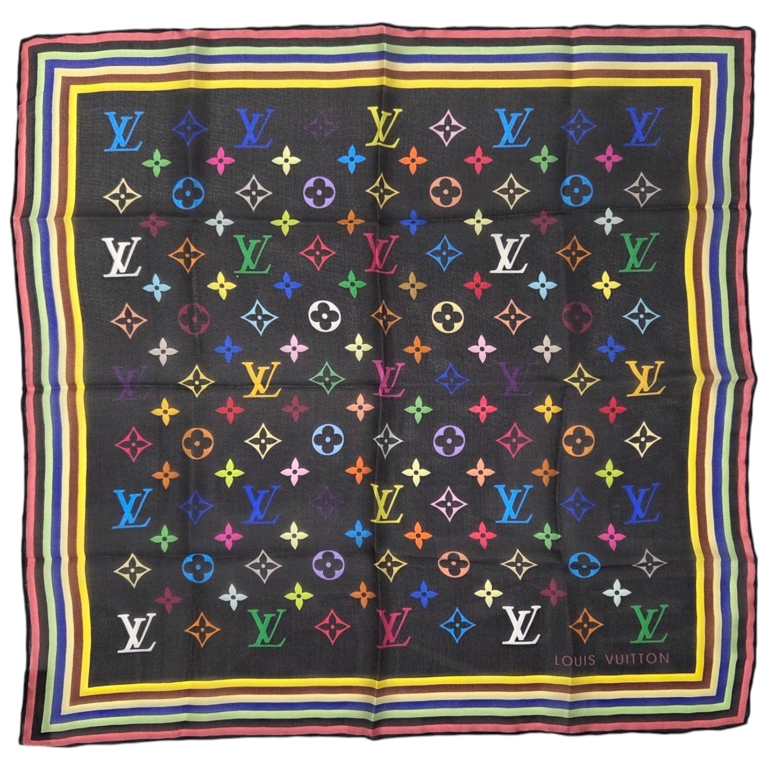 LOUIS VUITTON MURAKAMI SILK SCARF MULTICOLOR LOGO