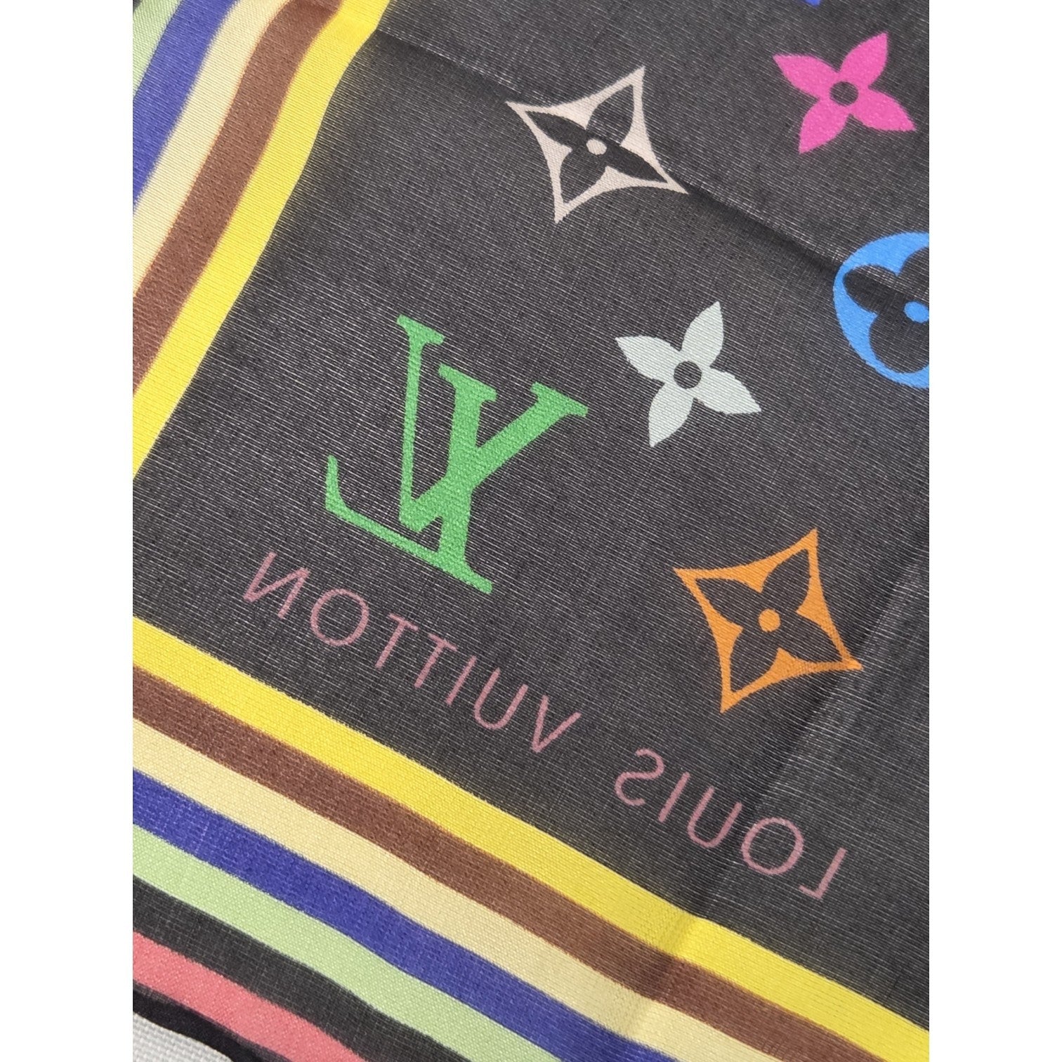 LOUIS VUITTON MURAKAMI SILK SCARF MULTICOLOR LOGO