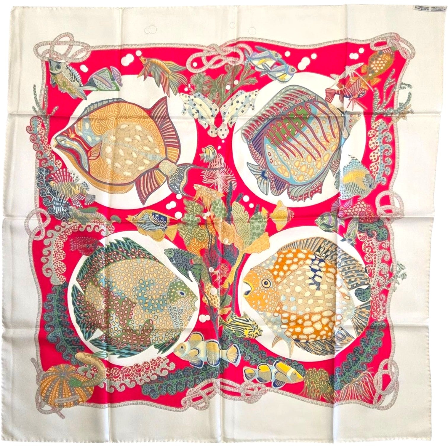 HERMES CARRE 90 GRAND FONDS SILK SCARF