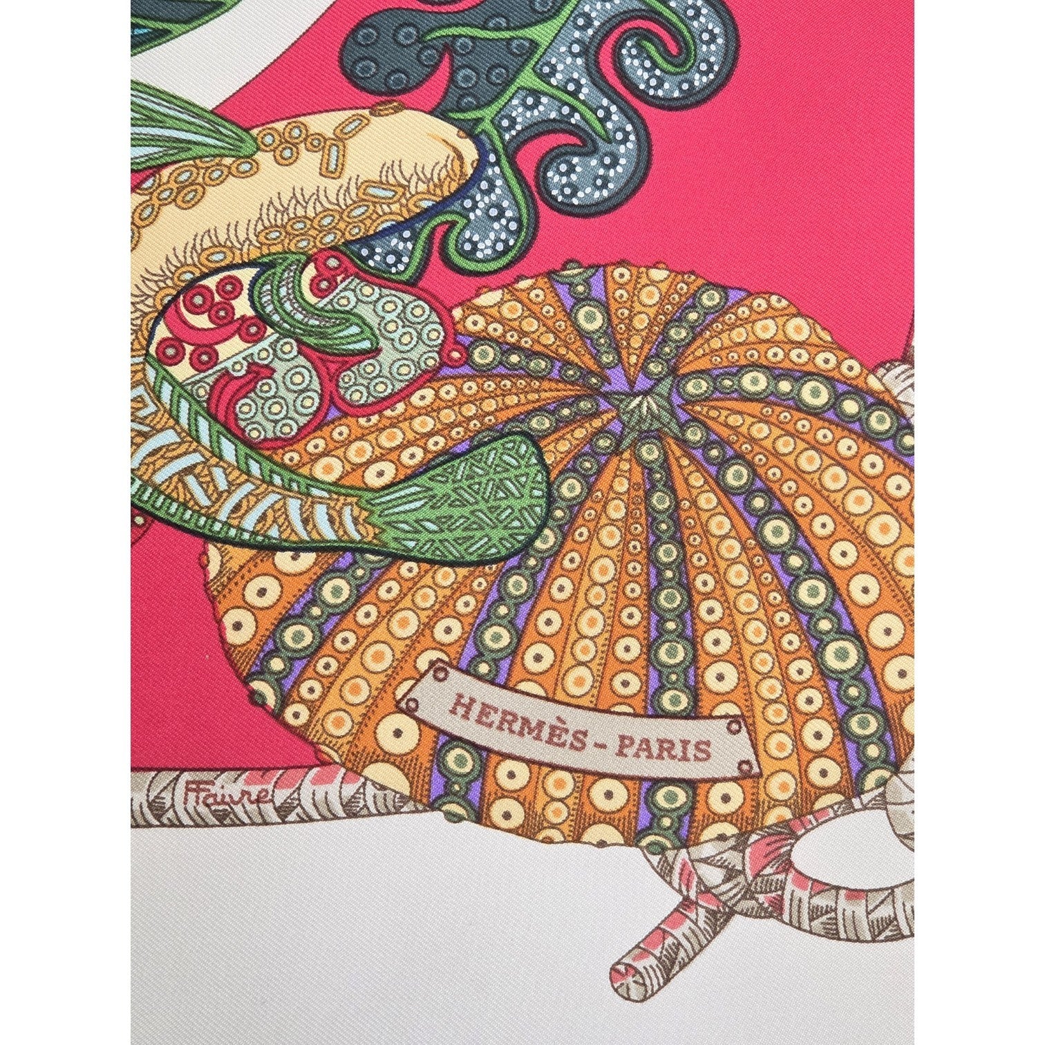 HERMES CARRE 90 GRAND FONDS SILK SCARF