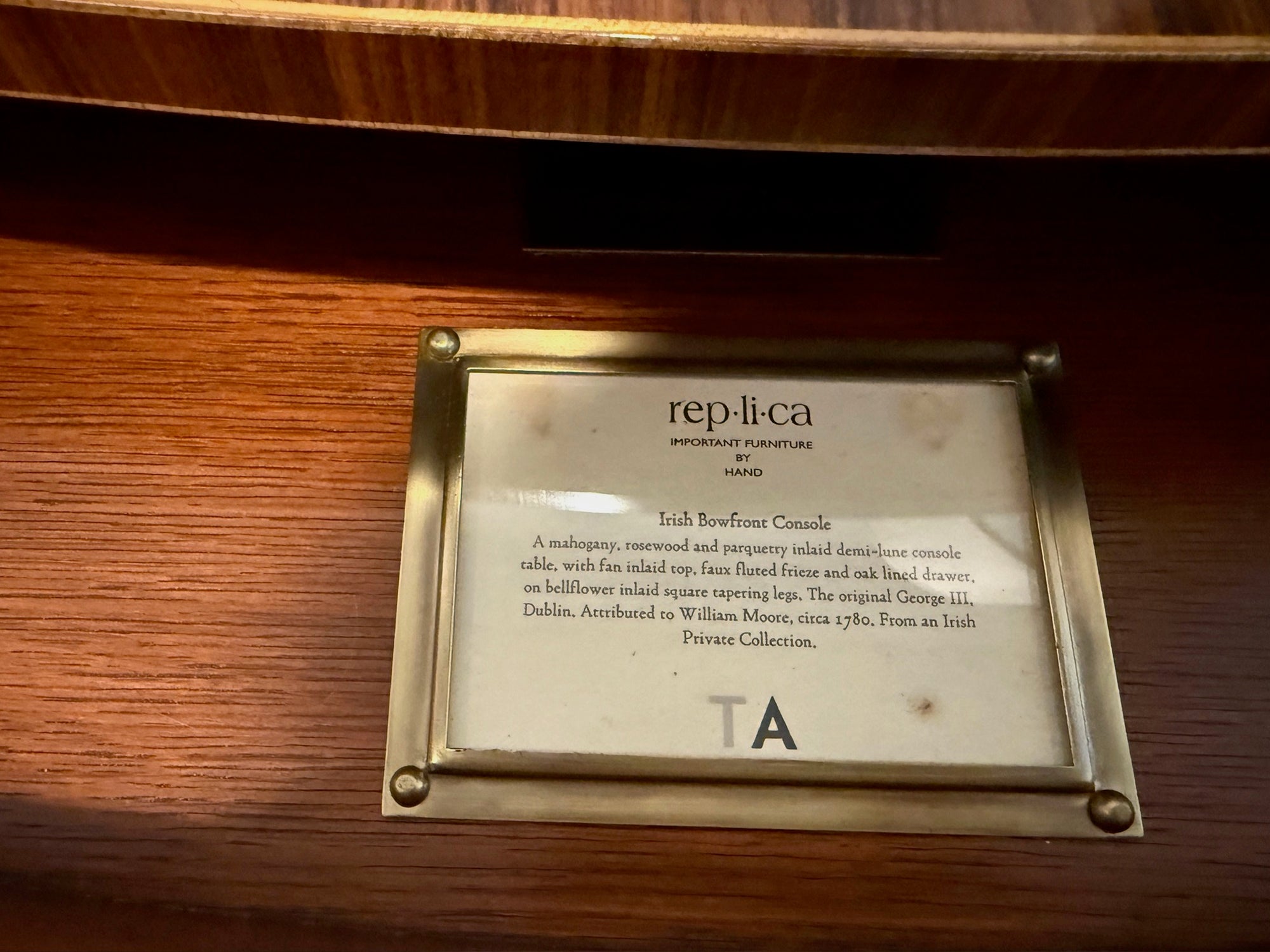 Theodore Alexander "Re-pli-Ca" Demilune Console Table