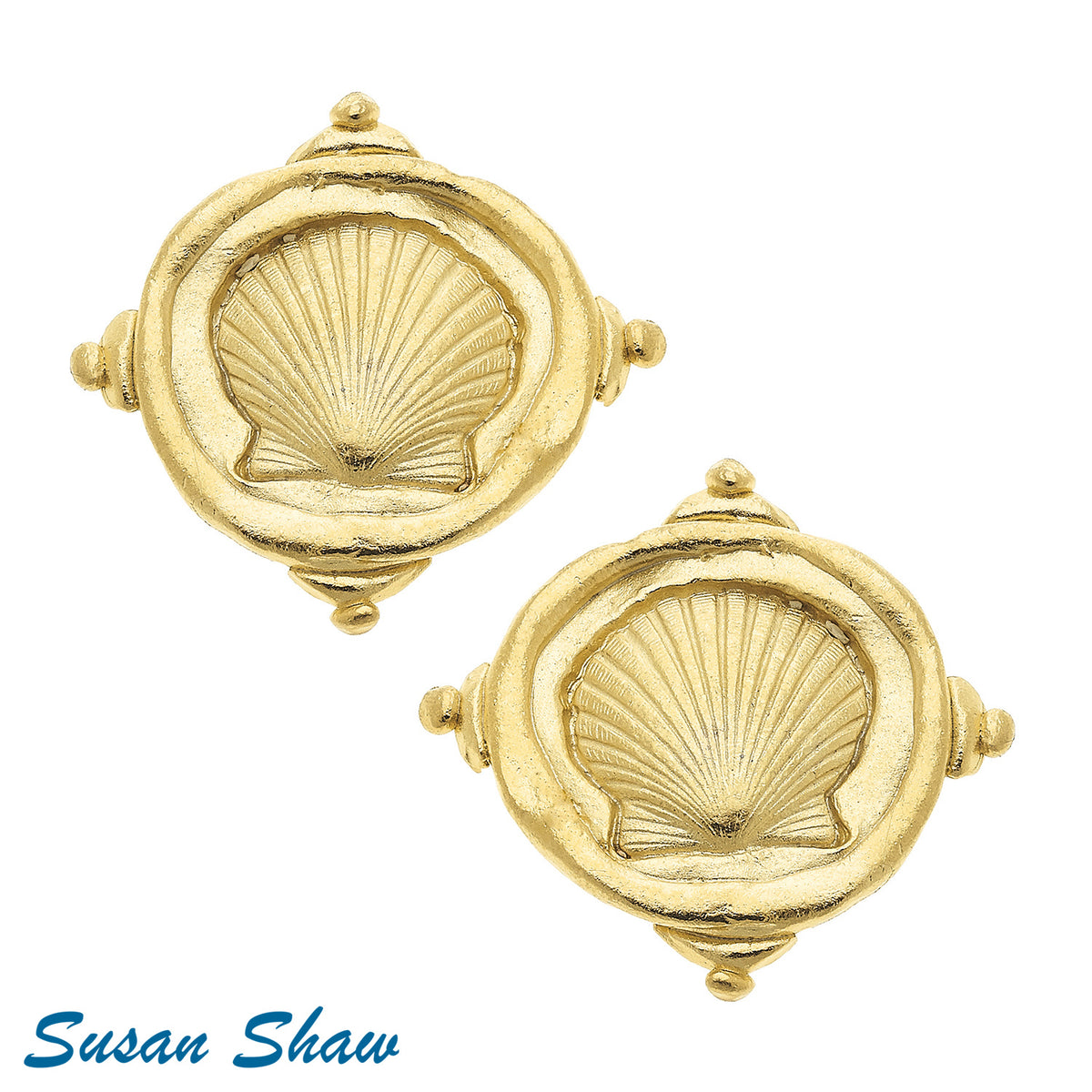 Handcast Gold Sea Shell CLIP Earrings