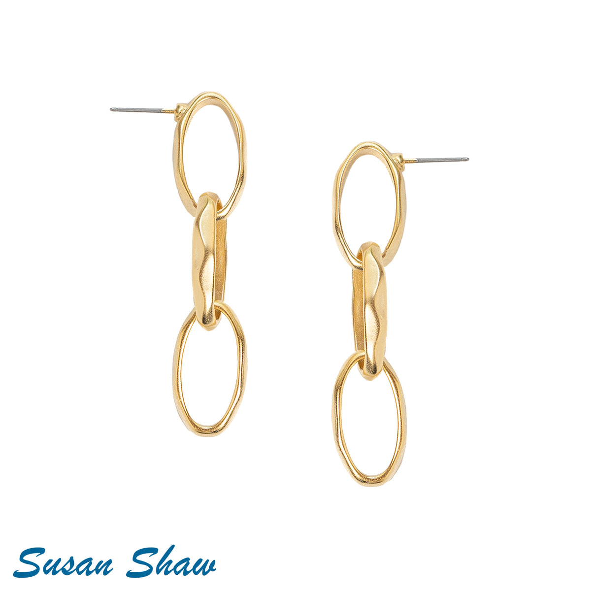 Handcast Gold Chain Earrings