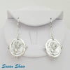 Susan Shaw Earrings: Silver Finished Lion Coins