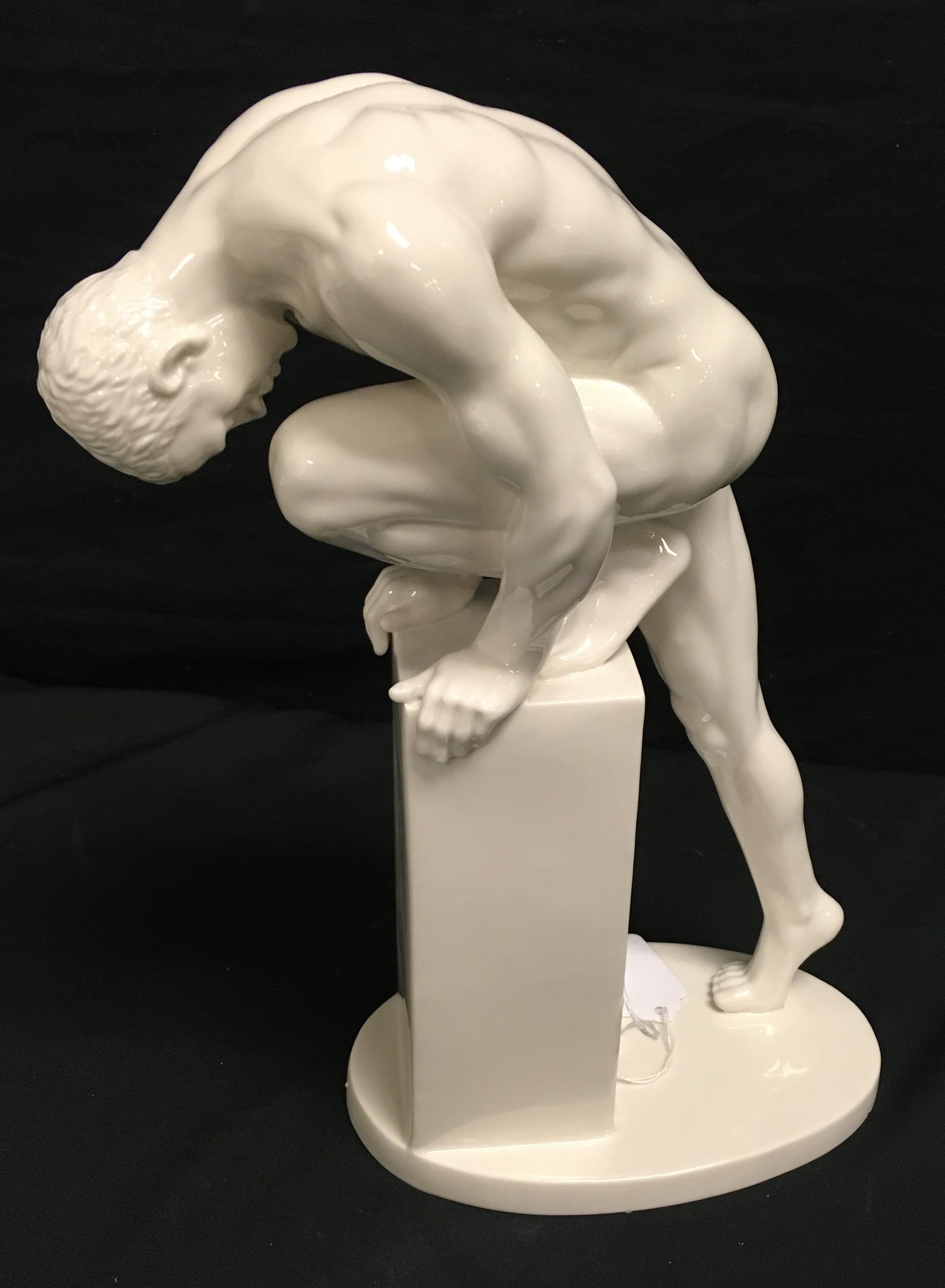 NUDE MALE GLAZED FINE PORCELAIN FIGURINE-CP30073AB-Running Man - Dovetails  llc