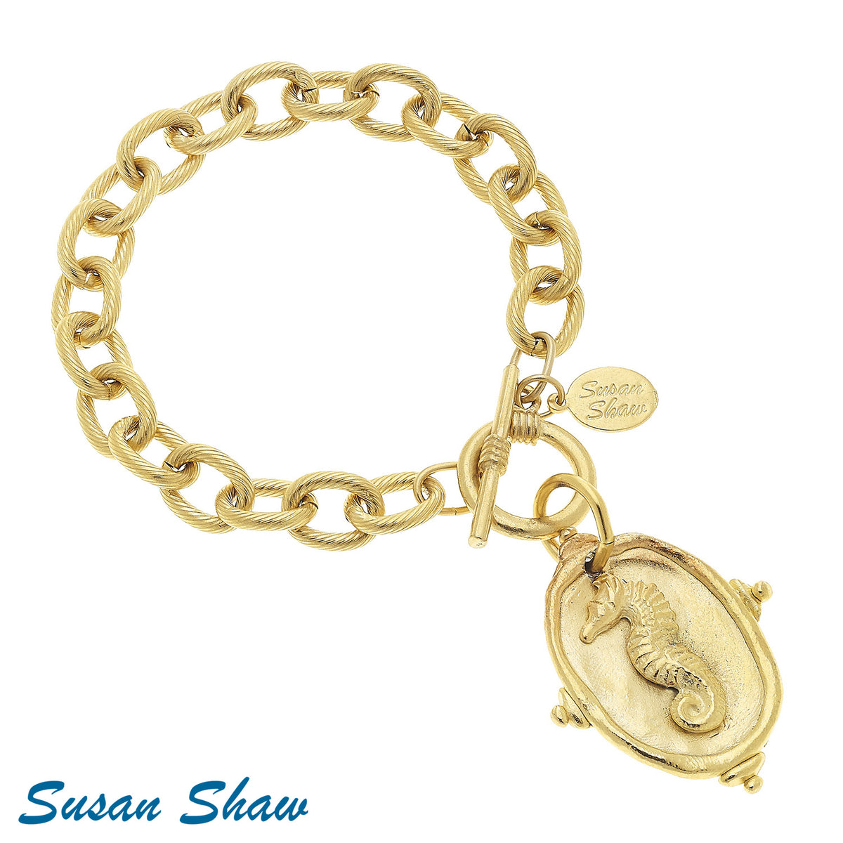 Handcast Gold Seahorse Bracelet