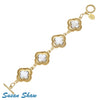 SUSAN SHAW Genuine Mother of Pearl set in Gold Dipped Clover Bracelet.