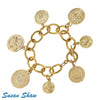 Handcast Gold Coin Charm Bracelet.