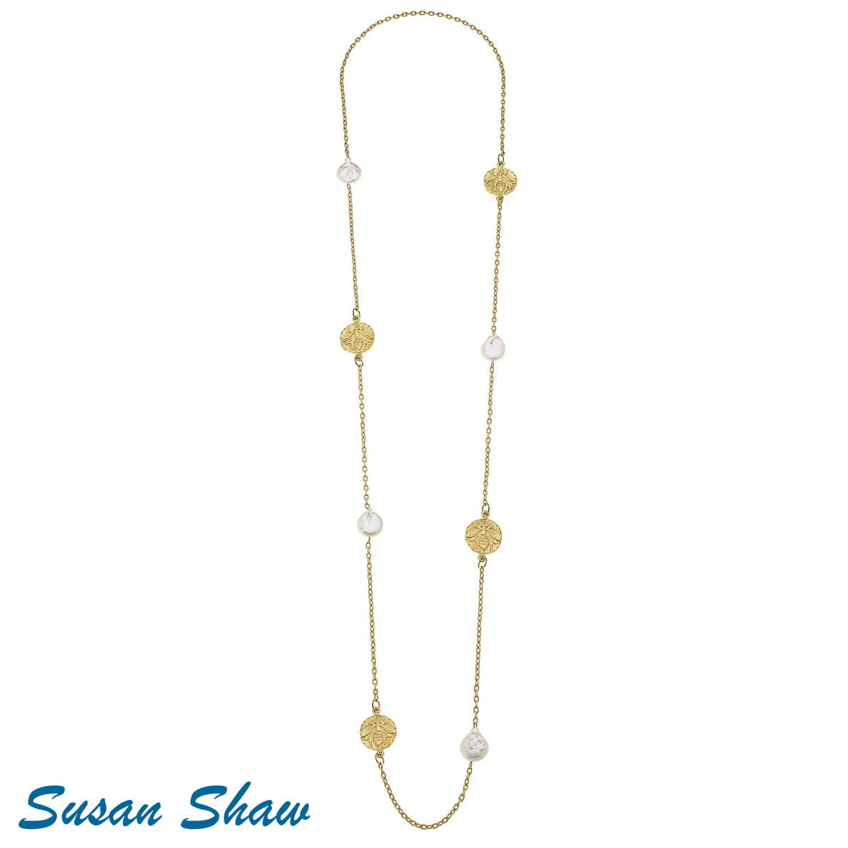 Susan Shaw BEE + PEARL LAYERING NECKLACE