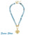 Susan Shaw Necklace: 24kt gold finished Sea Turtle & Aqua Fire Agate