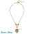 SUSAN SHAW PEARL NECKLACE WITH BLUE  & GOLD PENDANT 3082