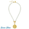 Gold Angel of Peace on Freshwater Pearl Necklace
