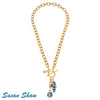 SUSAN SHAW BLUE & WHITE BAMBOO TOGGLE NECKLACE