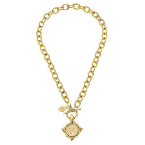 SUSAN SHAW GOLD COIN NECKLACE
