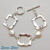 Susan Shaw Bracelet: Silver Squares & Pearls