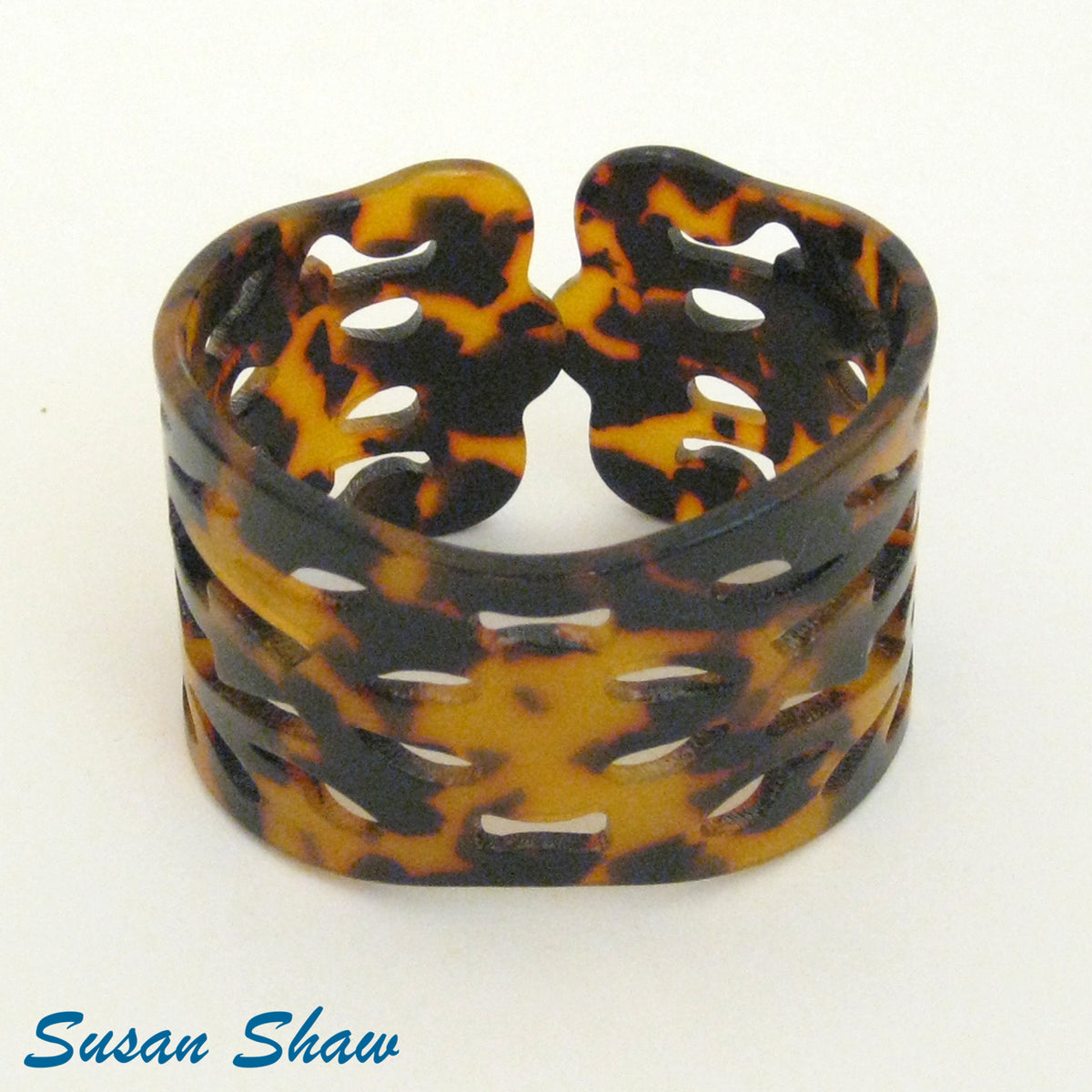 Susan Shaw Bracelet: Faux Tortoise Filigree Cuff
