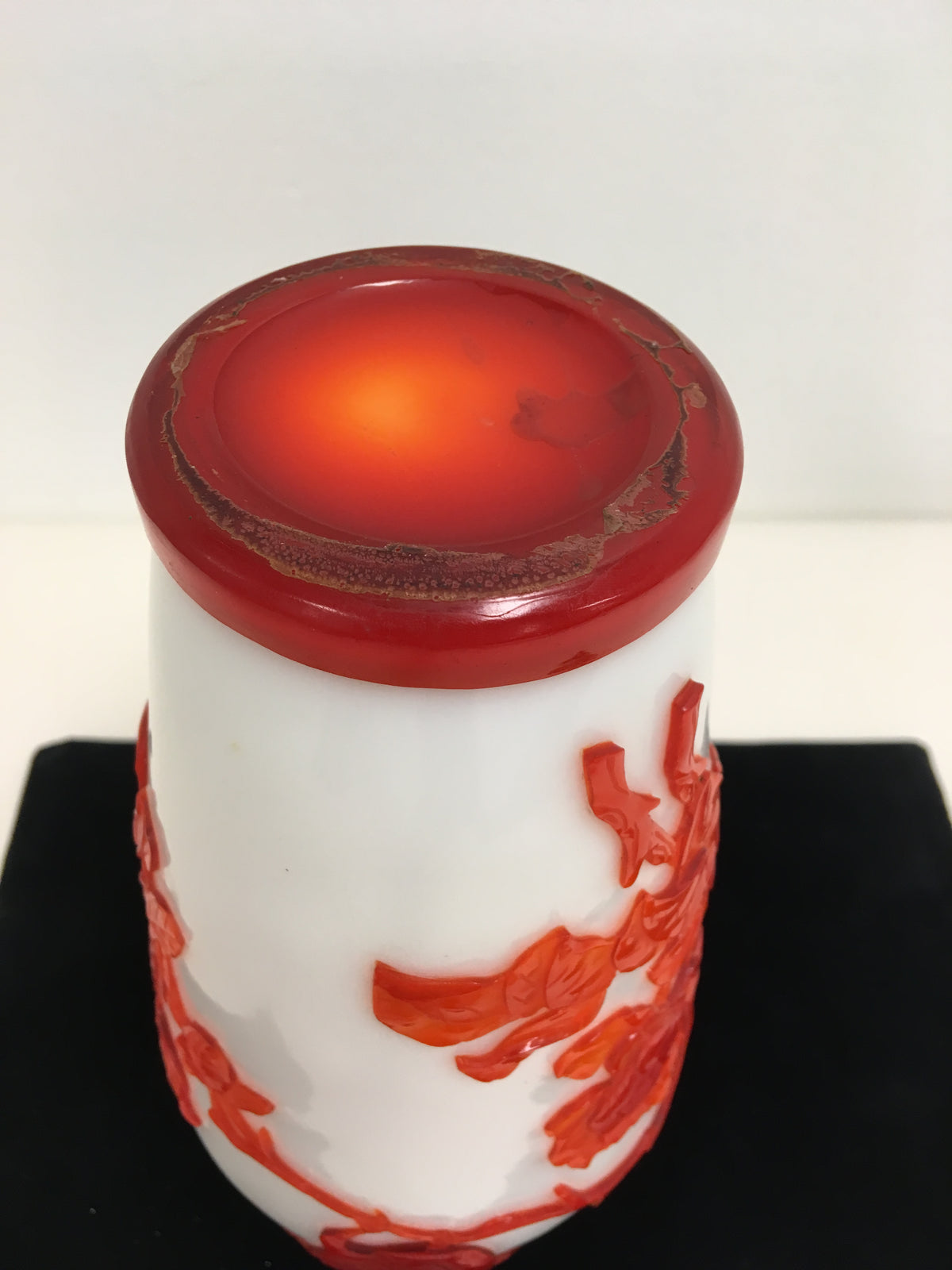 Chinese Red & White Peking Glass Vase - Early 20th Century