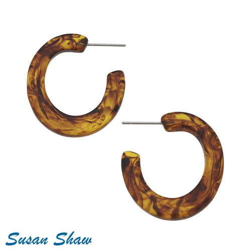 Susan Shaw: Faux Tortoise Hoop Earrings