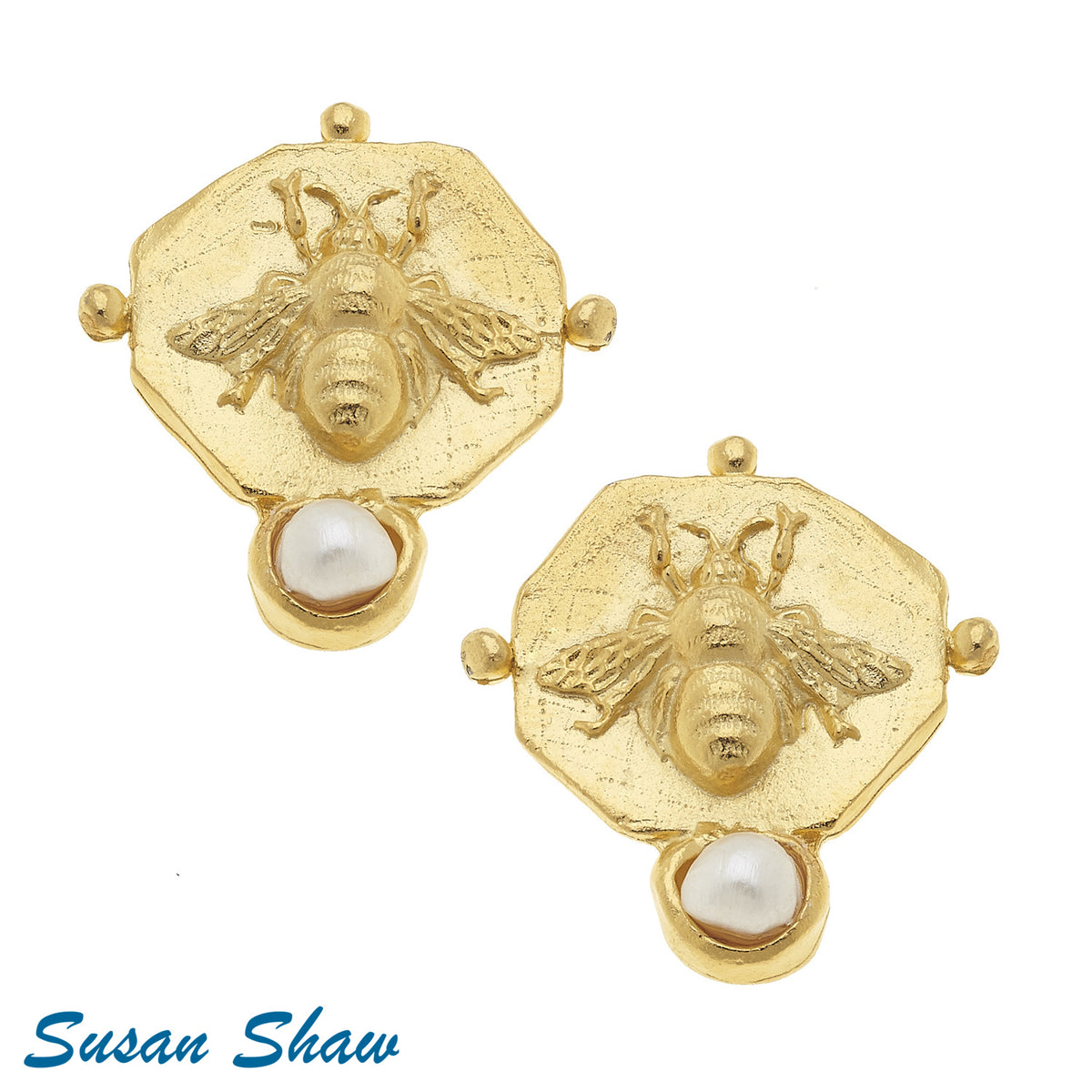 Susan Shaw: Iconic Bee Earrings with Pearls